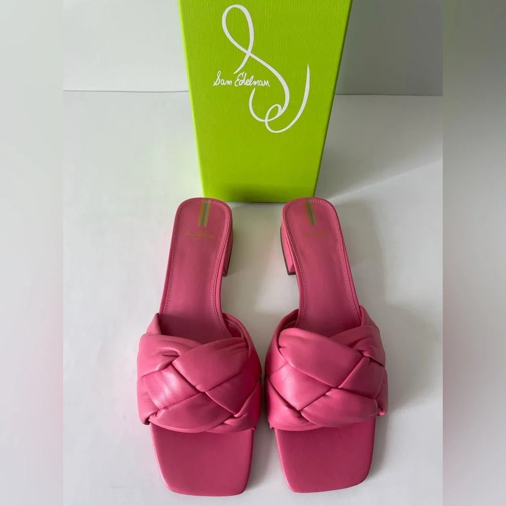 NIB Sam Edelman Dawson Slide Sandal in Carmine Rose - Picture 6 of 9